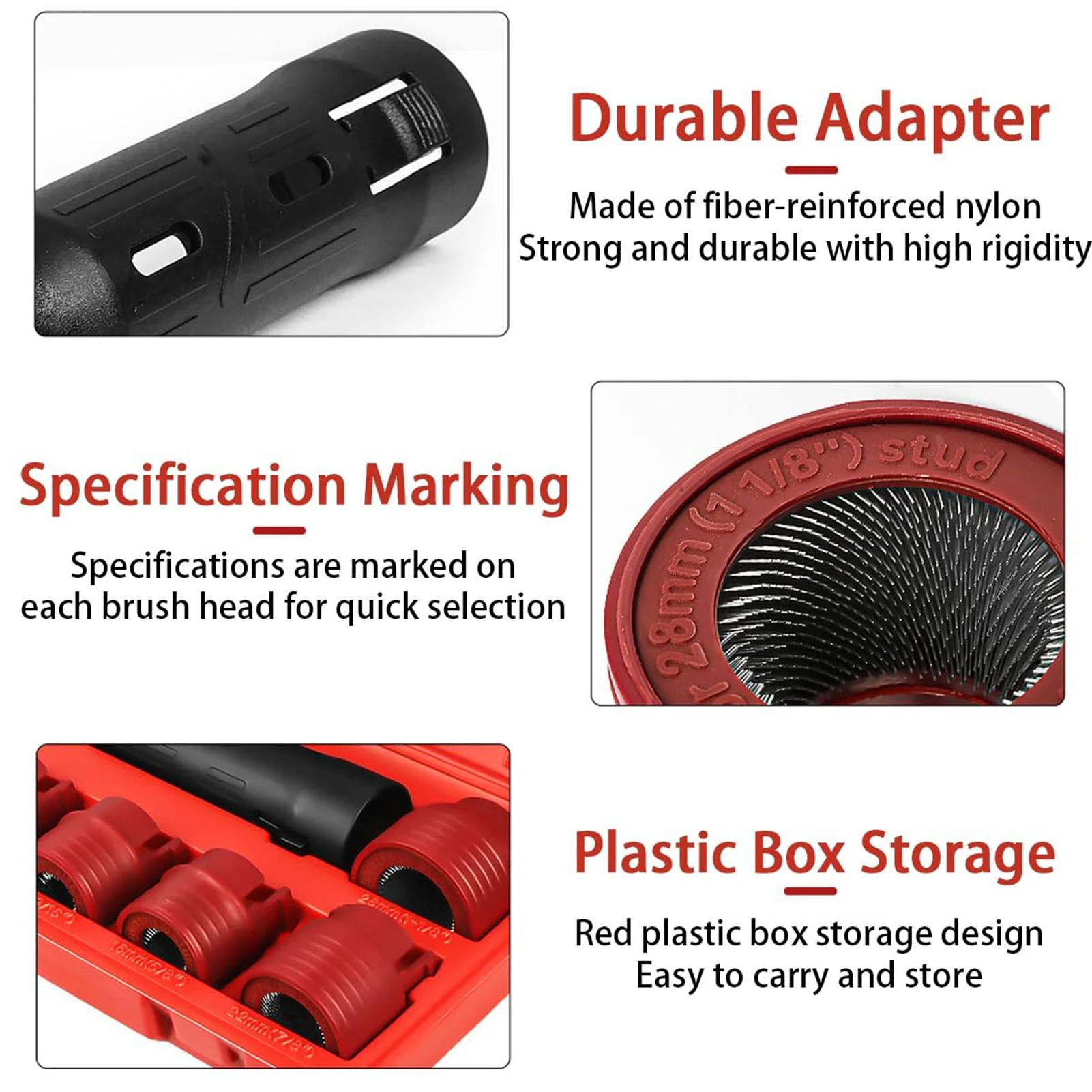 أداة تنظيف مسمار عجلة السيارات، عملية سريعة وفعالة، رأس فرشاة إزالة الصدأ مناسبة لحماية السيارة #4