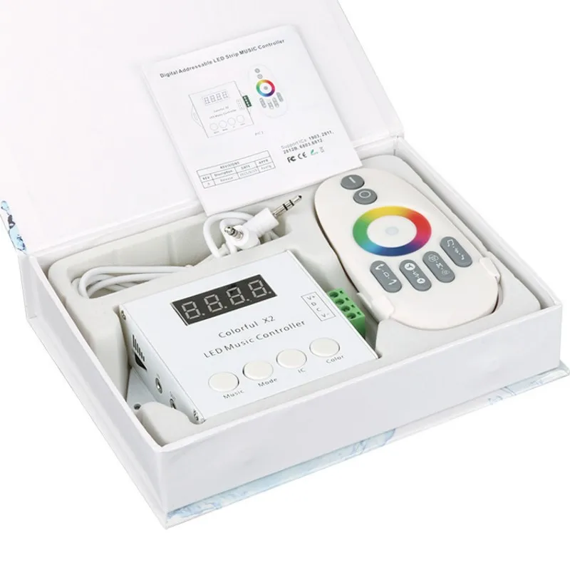 DC5-24V Colorful X2 Pixel LED Music Controller RF Remote 1000 Pixels for WS2812B WS2811 WS2813 USC1903 LED Strip Modules