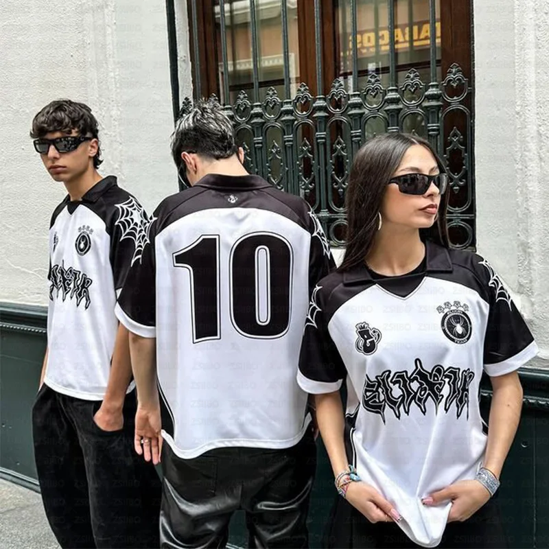 

Loose Hip Hop Faion ort Sve Top Summer YK with Pers Ciwalk Sle Spring Season Letter Pattern M ort Pants