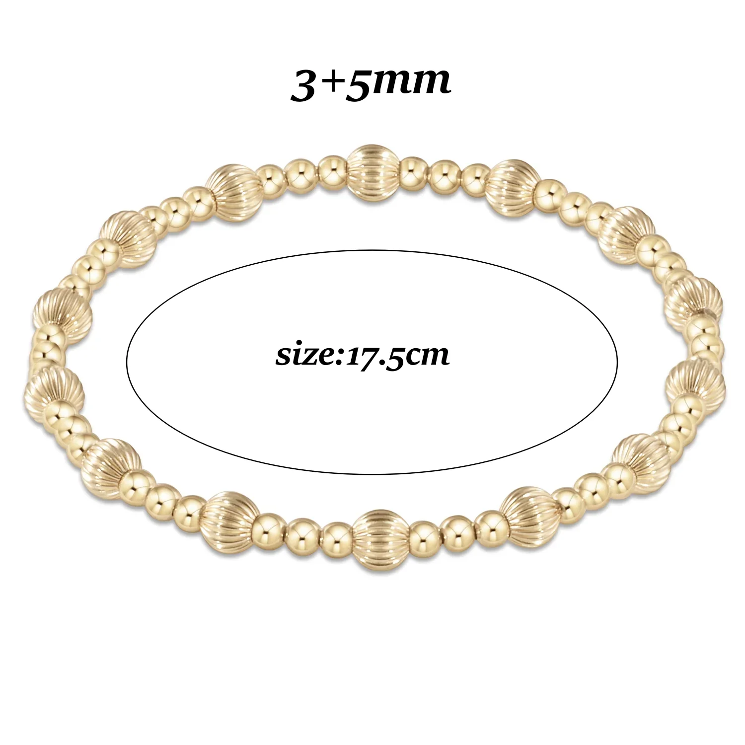 Goldperlen-Stretch-Armbänder für Damen, 18K vergoldet, stapelbar, modischer Schmuck, trendiges Accessoire für Party und Alltag. – Detail 16