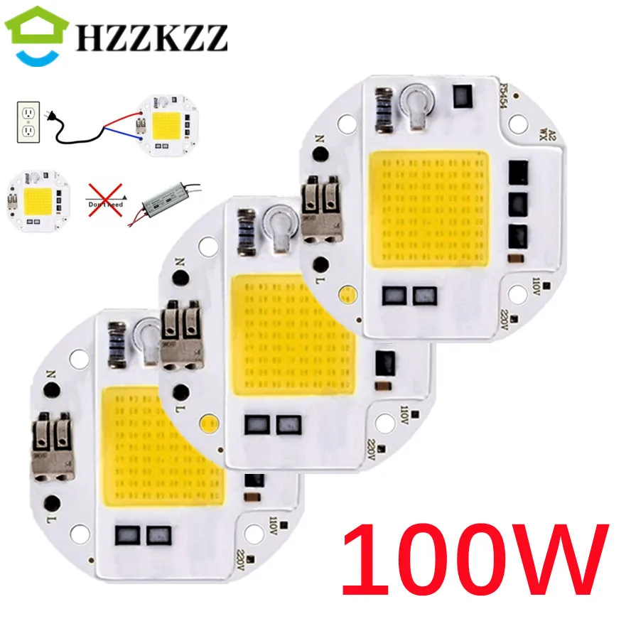 Welding Free 100W 70W 50W High Power COB LED Chip for Spotlight Floodlight 220V 110V Integrated Light Beads Aluminum White Warm