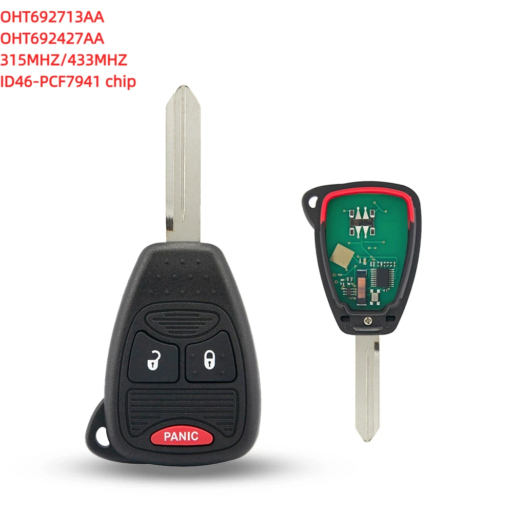 

Remote Car Key Fob 315Mhz/433mhz for Chrysler PT Cruiser Dodge Caliber Jeep Compass FCC OHT692713AA/OHT692427AA