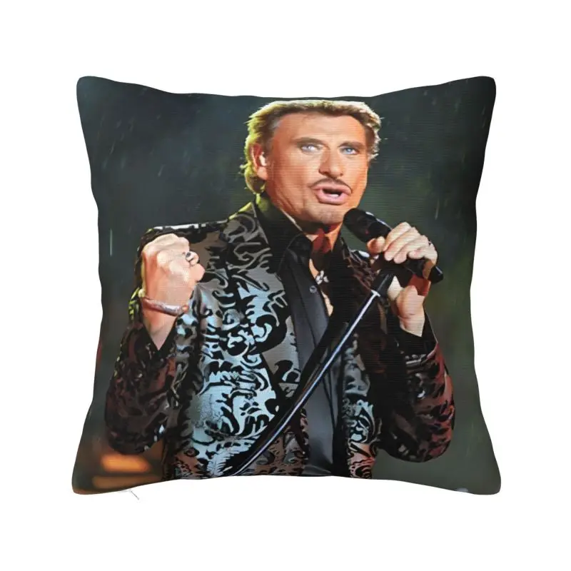 French Singer Rock Music Johnny Hallyday Throw Pillow Case 66*66cm for Sofa Cushion Cover Square Polyester Pillowcase
