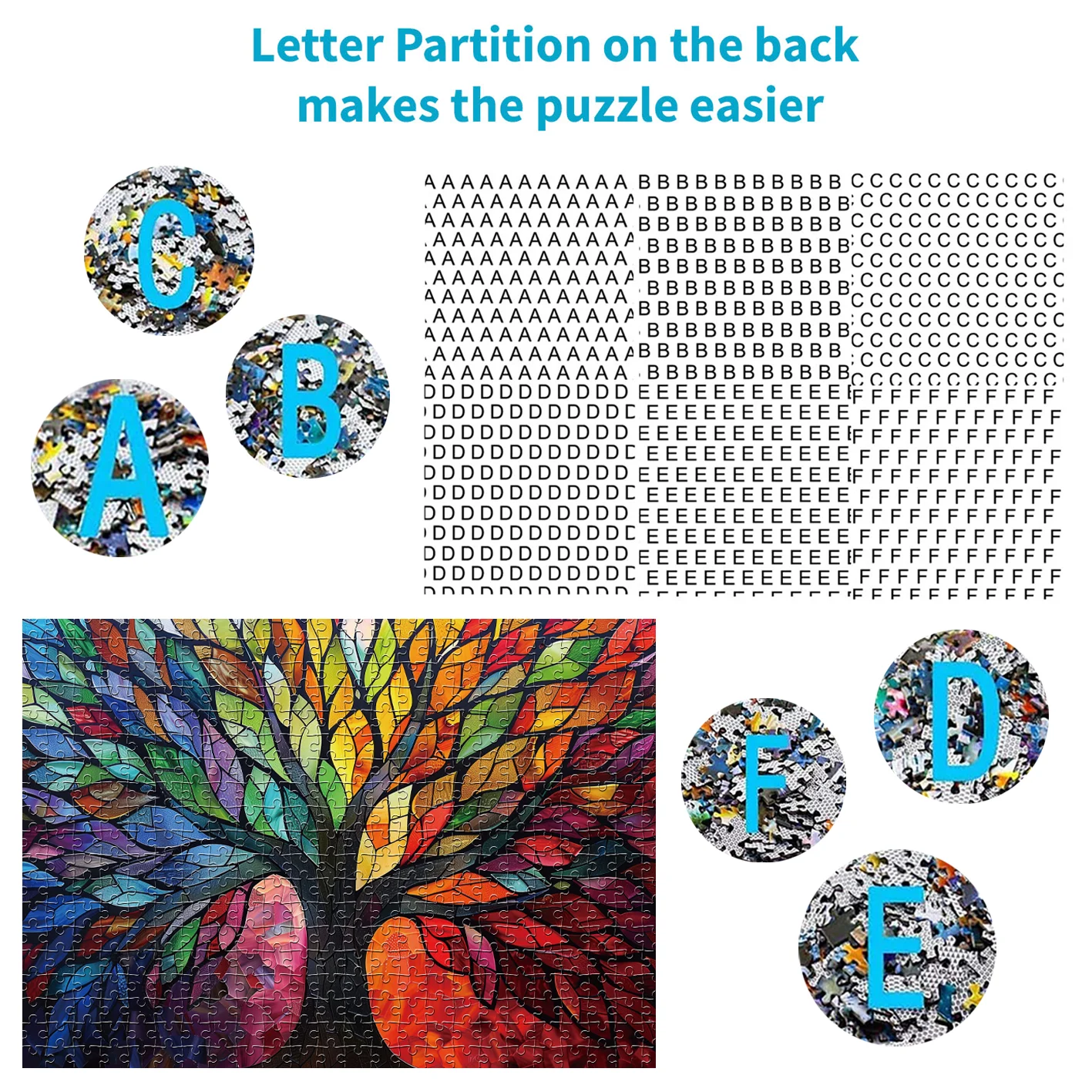 1000-teiliges farbiges Baum-Puzzle, Heimdekoration, Puzzlespiele für Erwachsene, Familienspaß, Bodenpuzzles, Lernspielzeug für Kinder