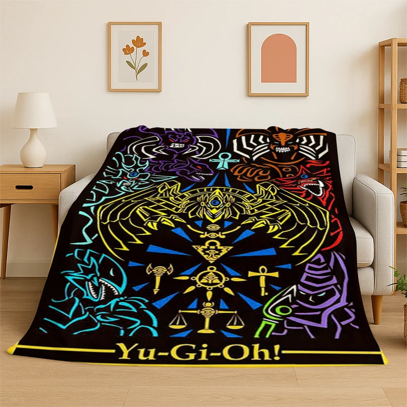 Yu-Gi-Oh Monster Card Cartoon Anime Flannel Blanket Soft Warm Throw Blanket for Bedroom Living Room Bed Travel Camping Picnic