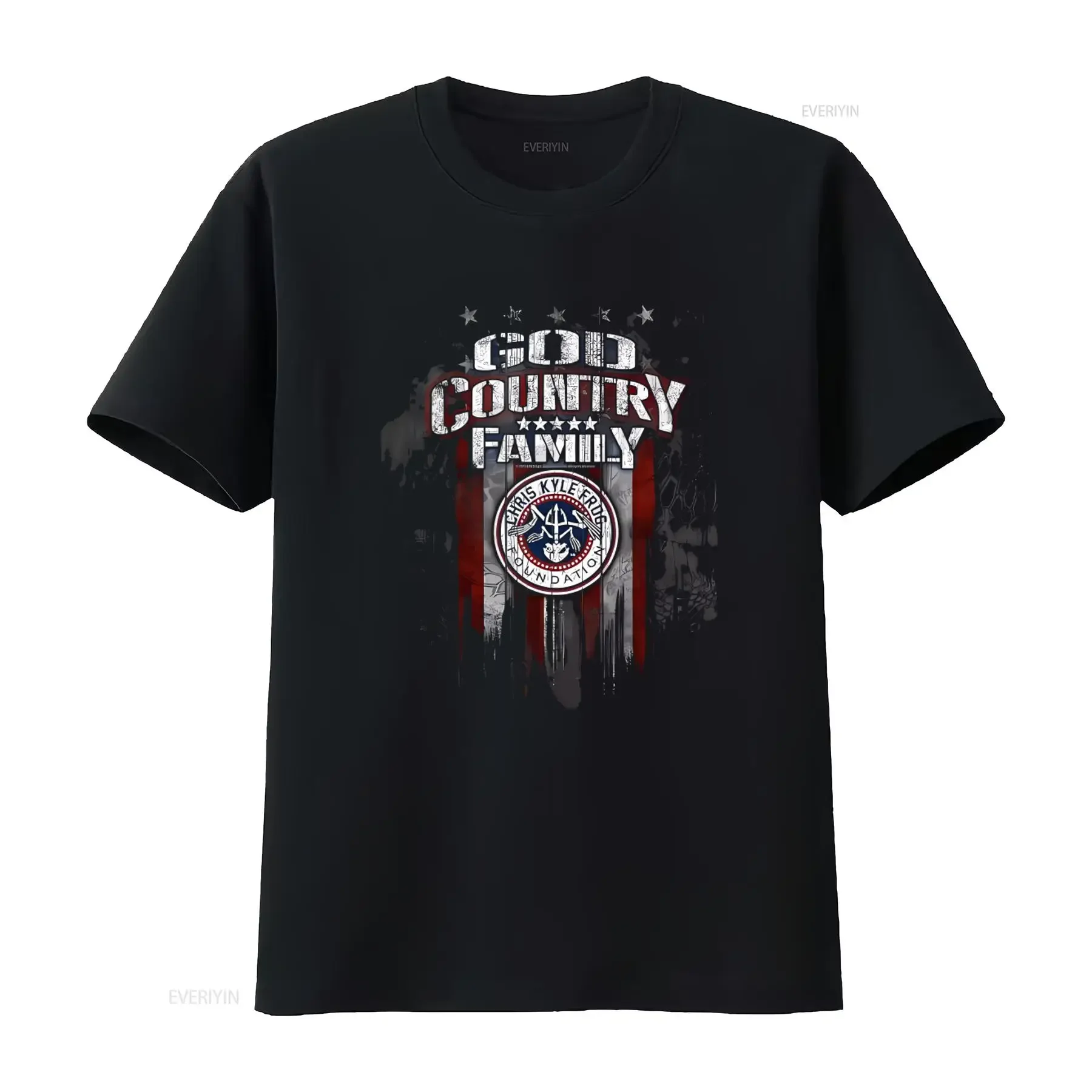 Chris Kyle Frog Foundation God Country Family American Sniper Navy Blue Patriotic T Shirt vintage Washed Top For Everyday Wear