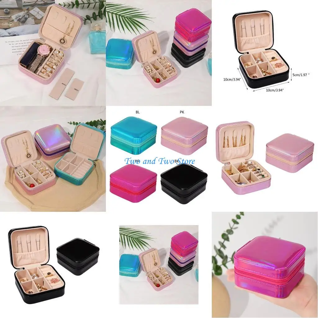 

HX6F органайзер для ювелирных изделий, серьги, ожерелье, кольцо, коробка для хранения для женщин, чехлы на молнии, дорожные из и