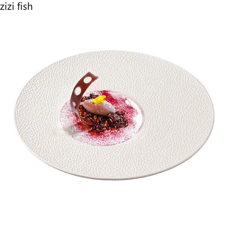 Pure White Circular Ceramic Dinner Plate Restaurant Dessert Dish Sushi Plate Molecular Cuisine Display Plate Specialty Tableware