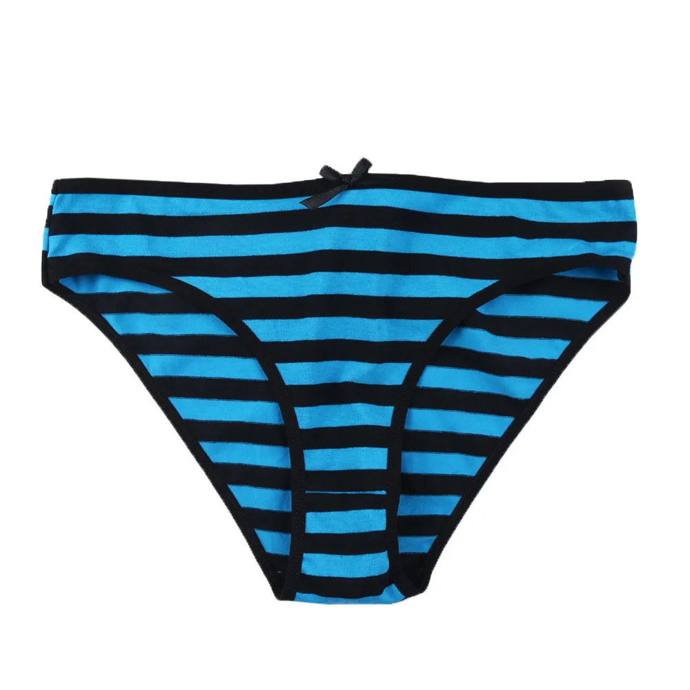 Women\'s Striped Cotton Thong Low Waist Girl Briefs