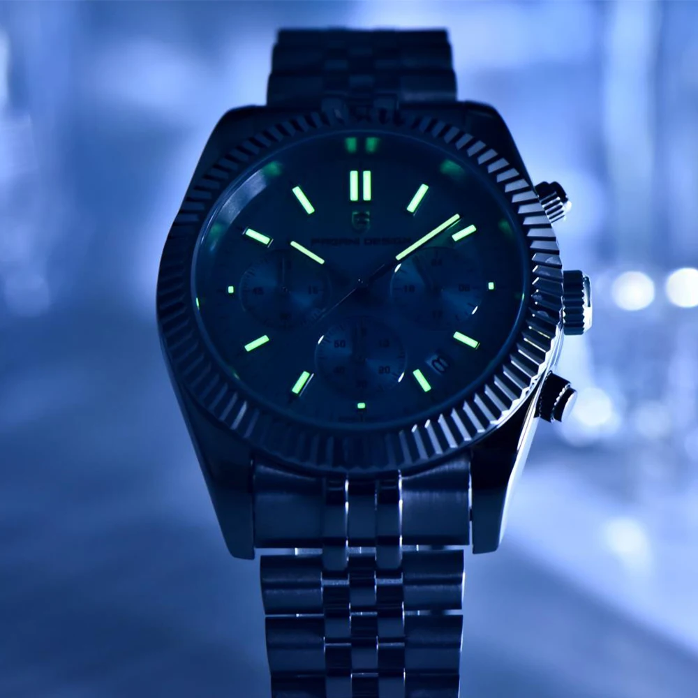 PAGANI DESIGN 2025 جديد VD53 ساعة كوارتز رجالية فاخرة 40 مللي متر من الفولاذ المقاوم للصدأ الياقوت مقاوم للماء 50 متر مضيئة C3 relojes para hombre