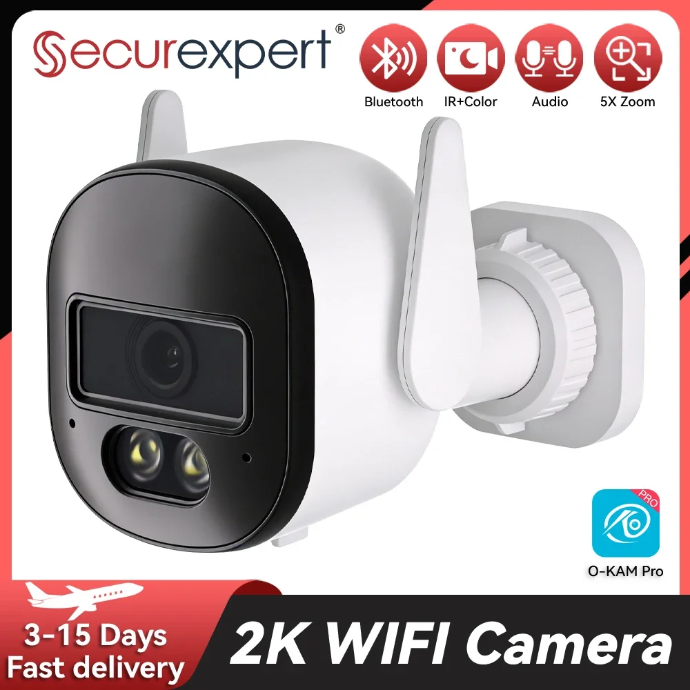 Securexpert 2K 5MP WiFi Outdoor Bullet Camera IP66 Waterproof AI Human Detection Wireless CCTV Security Cam Works with O-KAM Pro