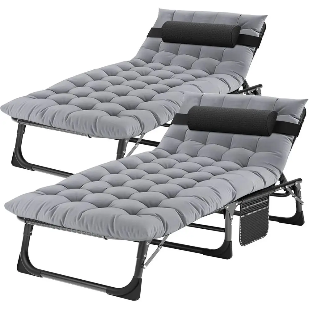 

5 Positions Camping Cots or Adults,Outdoor olding Sleng Cot/Mat,olding Chaise Lounge Chair with Pillow,Portable Reclining Chair
