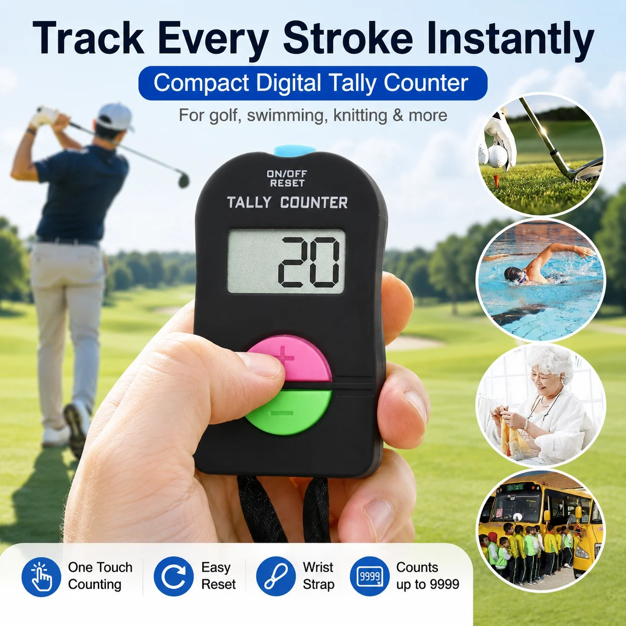 Lightweight Golf Score Stroke Counter Mini Digital Clicker Electronic Counter Portable Golf Scoring Tool Accessories 1/3/5/10PCS