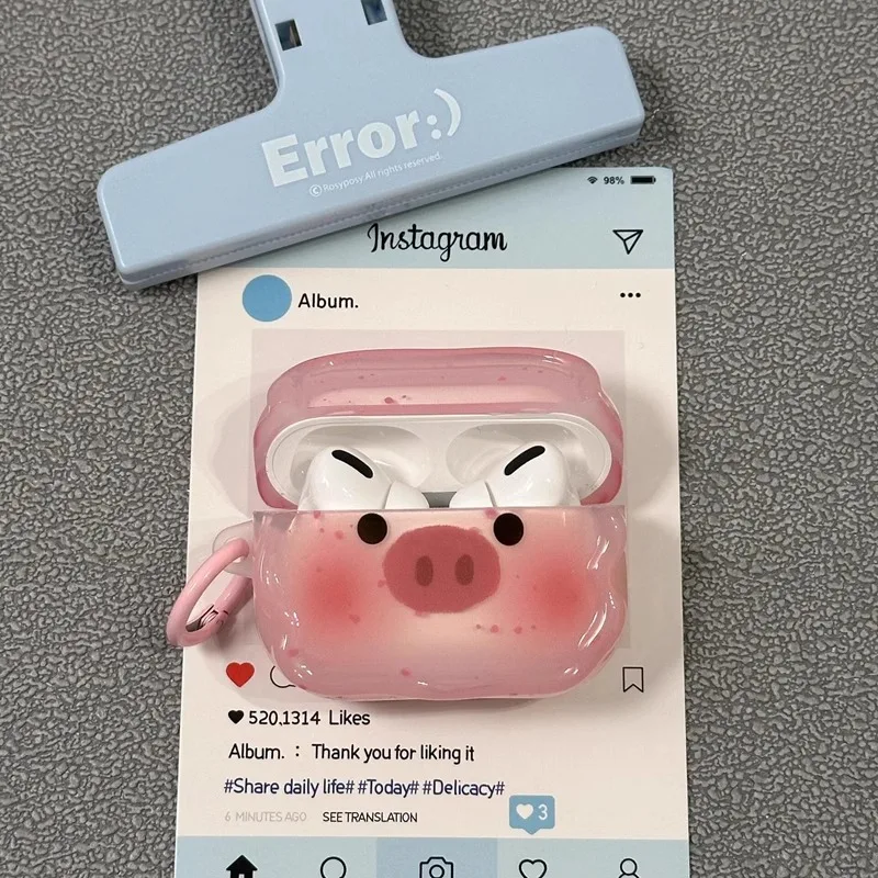 INS pink cute piglet Airpods 4 generation protective case new apple Airpods Pro23 generation anti-fall earphone protective case