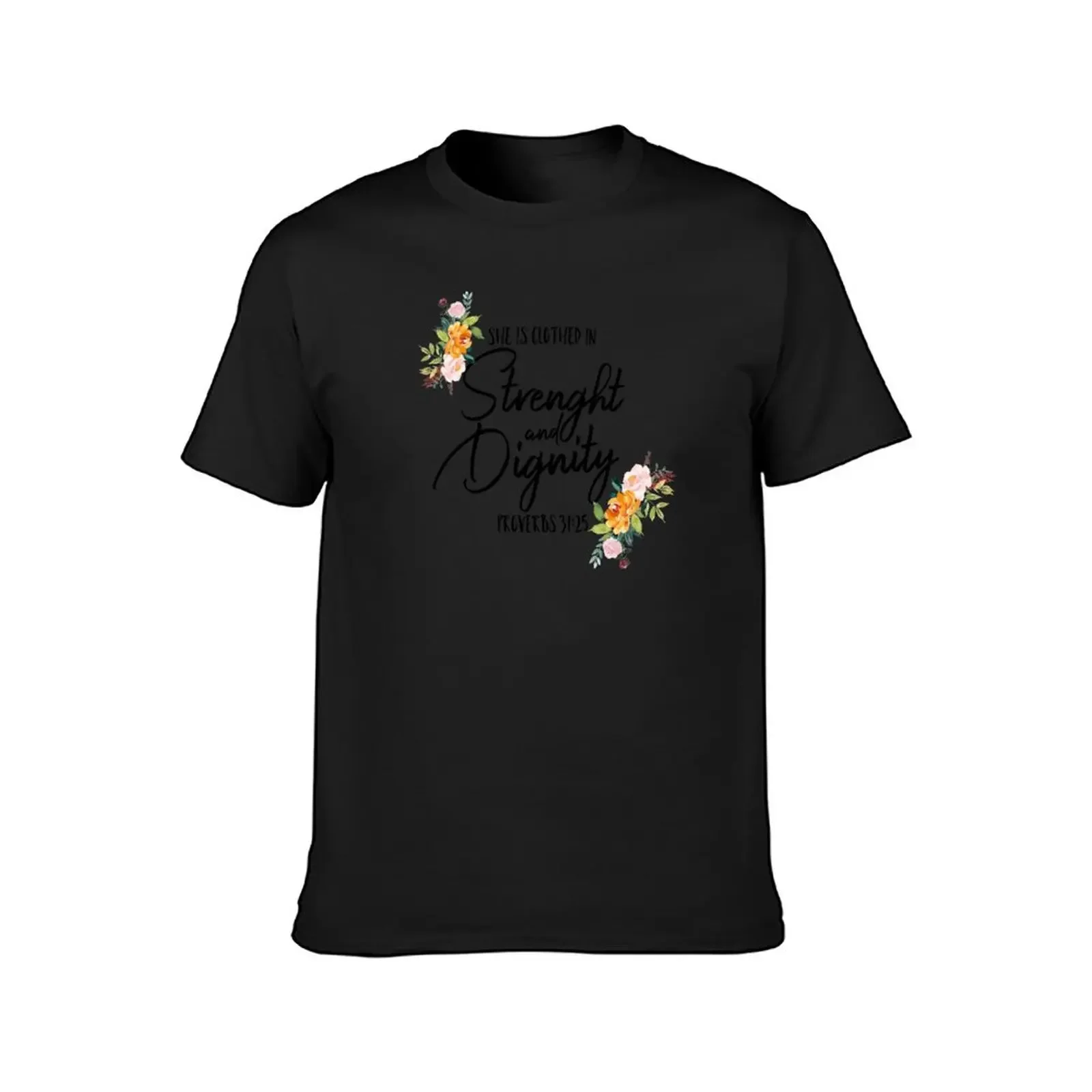 She is clothed in strength and dignity. Proverbs 31:25 T-Shirt designer shirts cute tops cotton t shirt men