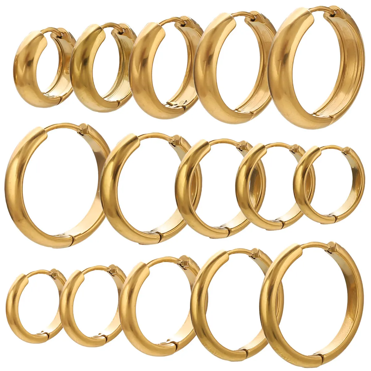 6pcs Stainless Steel Hoop Earrings Piercing Ear Cartilage Women Men Punk Hiphop Gift Round Circle Pendientes Jewelry  Accessory