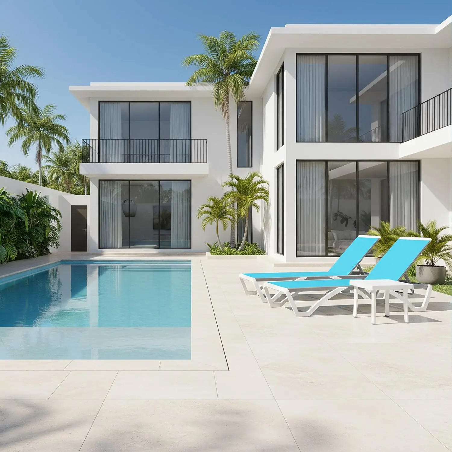 

Patio Chaise Lounge Chair Set of 3 Outside Aluminum Plastic Stackable Tanning Chairs for Pool Sunbathing Beach Deck Outdoor,Blue