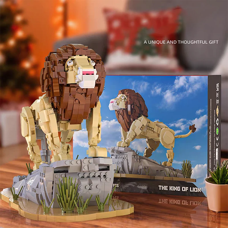 

С оригинальной коробкой, сборная коллекция, настольный орнамент, строительные блоки, лев, лесной король, строительные блоки, рождественские игрушки для Фри