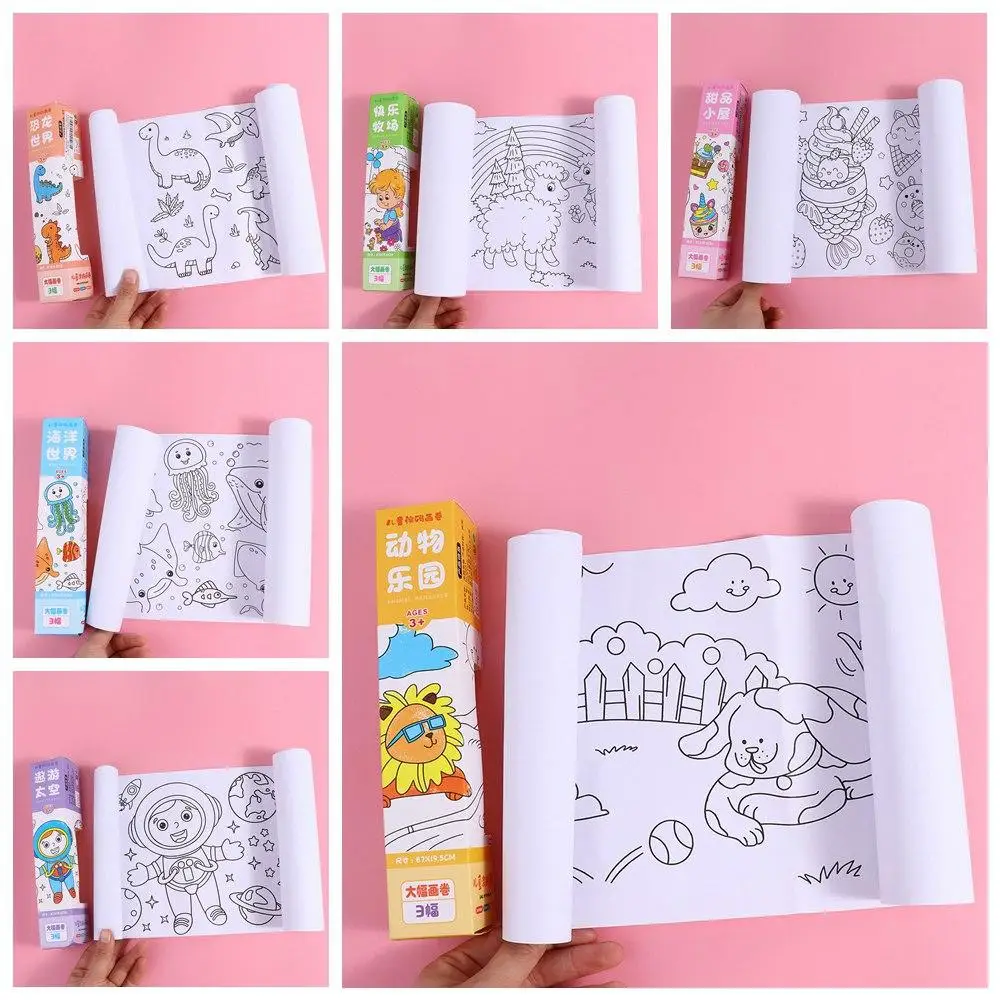 Montessori Dinosaur Drawing Roll of Paper Animal Space Graffiti Scroll Educational Dessert Children Coloring Paper Gifts