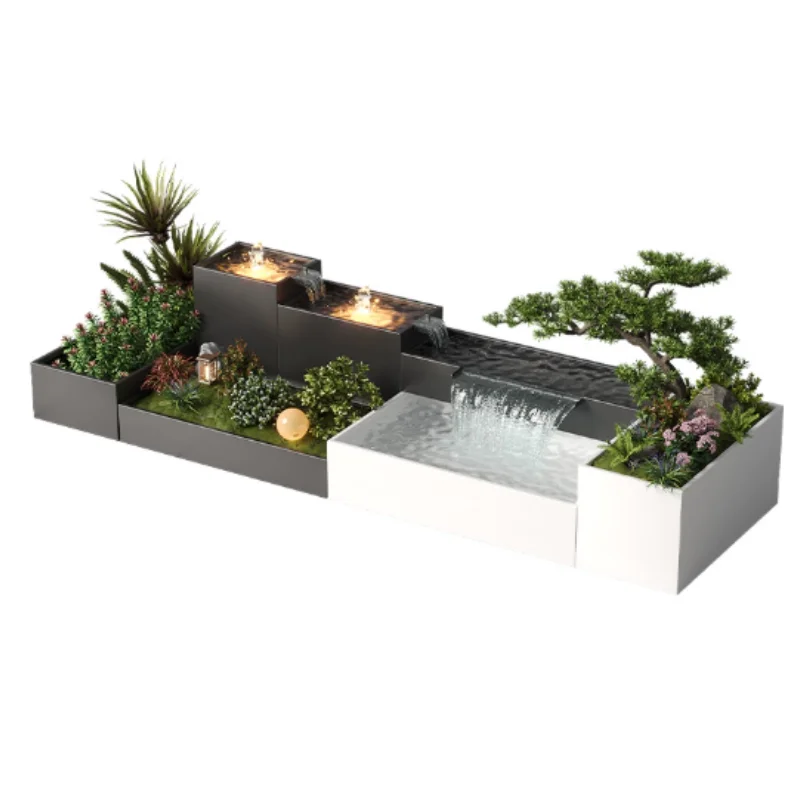 Stainless  Steel Garden Water Curtain Wall - Durable Rustproof  Recirculating Waterfall Screen  for  Villa Landscape & Fish Pond