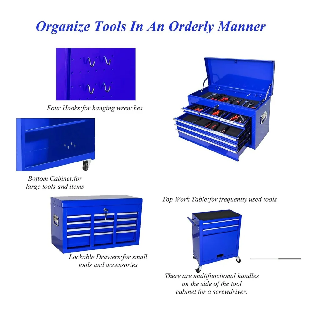 Tool Chest with Wheels&Drawer Rolling Tool Box with Tool Chest Drawer Organizer Tool Cabinet 8 Drawers