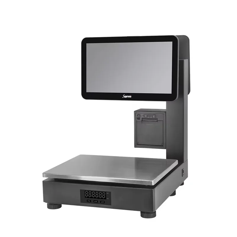 AI Smart Capacitief Scherm All-in-one Weegschaal Kassaapparaat voor Supermarkt Versvoedsel Detailhandel Fruit Gekookt
