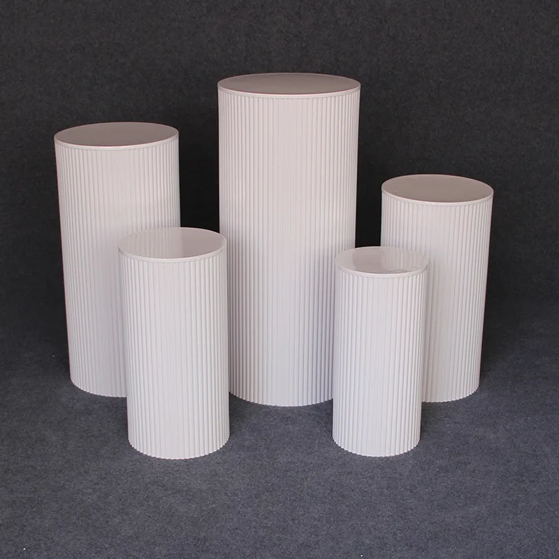 Table Dessert Stand Party Metal Round Column Flower Cylinder Plinths White Round Cakes Stand Display for Wedding Decoration