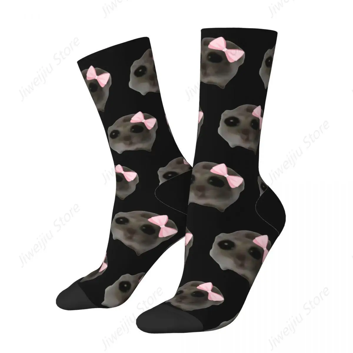 Cartoon Sad Hamster Animal Meme Merch Men Women Socks Cozy Skateboard Middle Tube Socks Super Soft Gift Idea