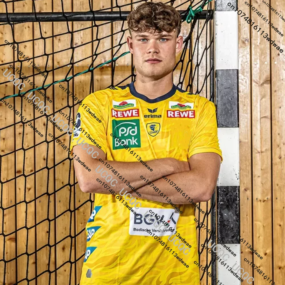 أحدث 26-25 الرجال Rhein-Neckar لوين كرة اليد تي شيرت الاطفال ملابس رياضية المتضخم التدريب كرة اليد مباراة تنفس الكبار الفانيلة