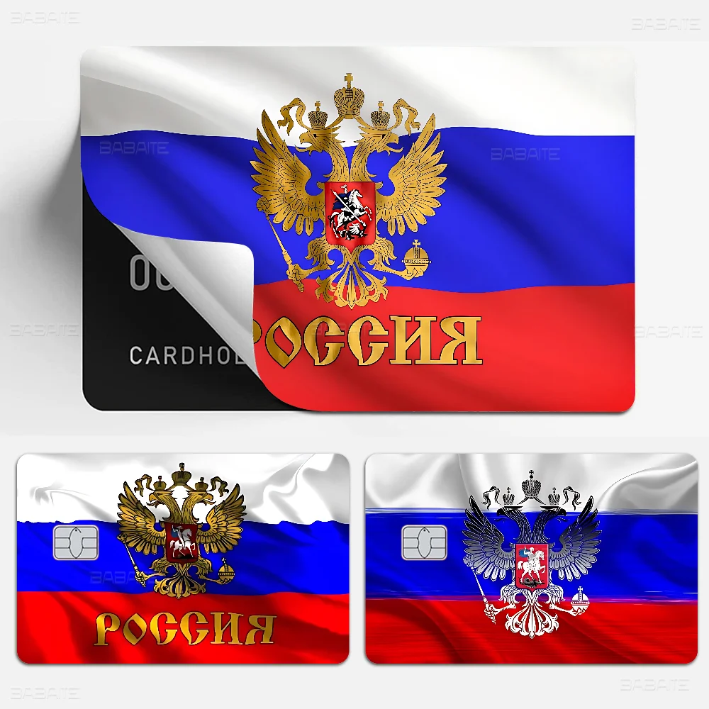 روسيا العلم أنيمي الغطاء الأمامي لاصق غشائي الجلد لبطاقة الخصم الائتمان رقاقة صغيرة كبيرة