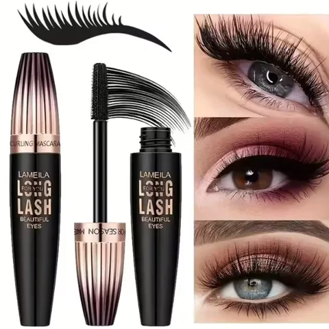 Black Mascara Thickening - Long-Lasting, Volumizing , Fiber Formula with 360° Spiral Brush Waterproof Liquid Fiber Mascara