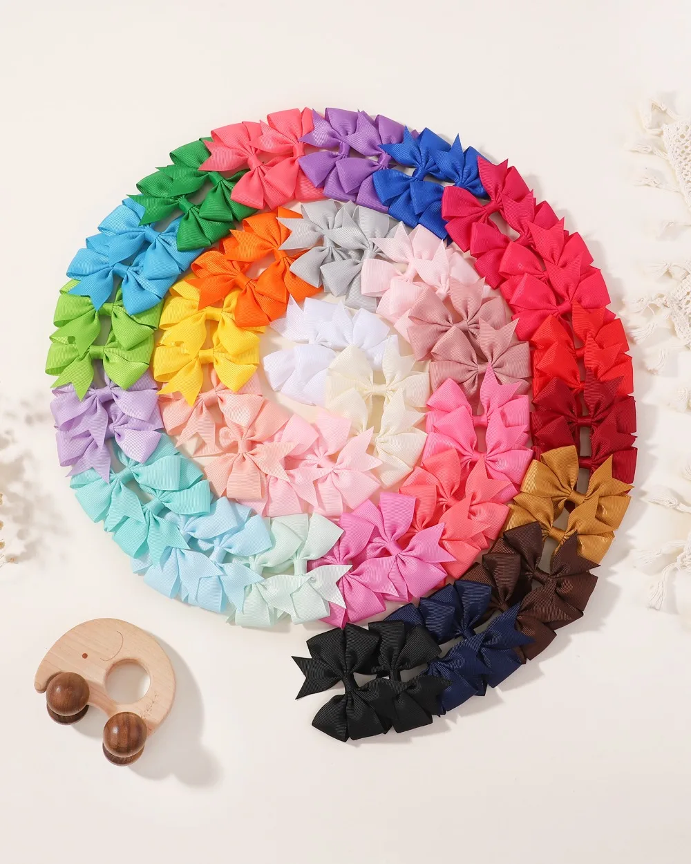 20/30/40/60Pcs Children's Hair Accessories Ribbed Ribbon Fishtail Bow Hair Clip Girls' Leather Band Hair Cord Headwear