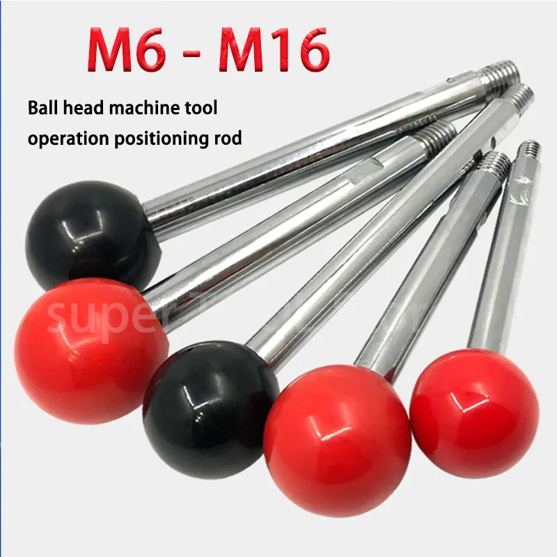 

1pcs 304 Stainless Steel Machine Tool Control Lever Double Head Threaded Screw Spherical Handle Cover M6M8M10M12M16 Black/Red