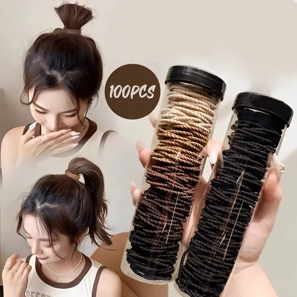 아기 활 100 개/몫 여자 기본 Hairrope 탄성 고무 밴드 헤어 밴드 여자의 내구성 머리띠 헤어 넥타이 액세서리