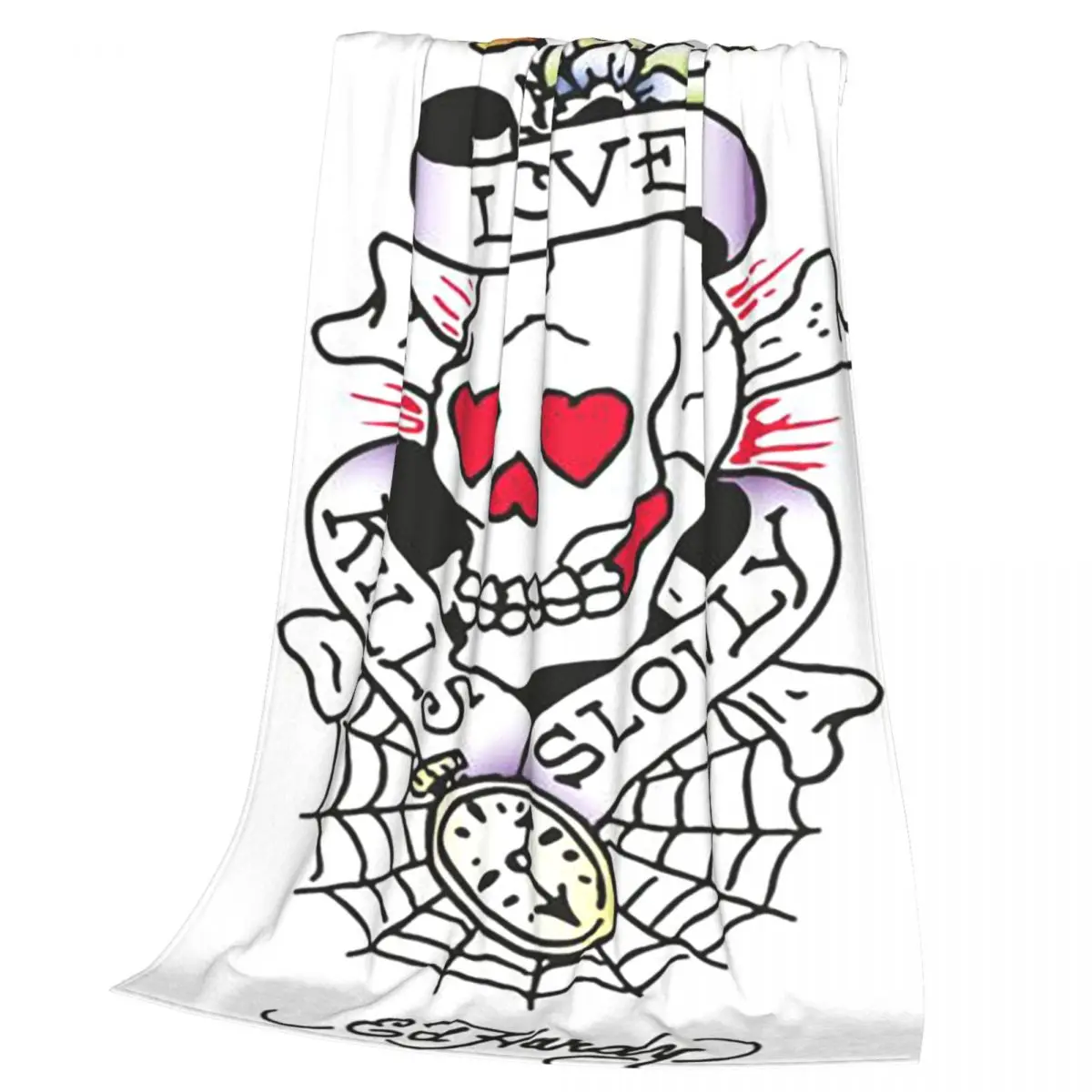 Ed Hardy Love Kills Slowly Blankets Soft Warm Flannel Throw Blanket Bedding for Bed Living room Picnic Travel Home Sofa