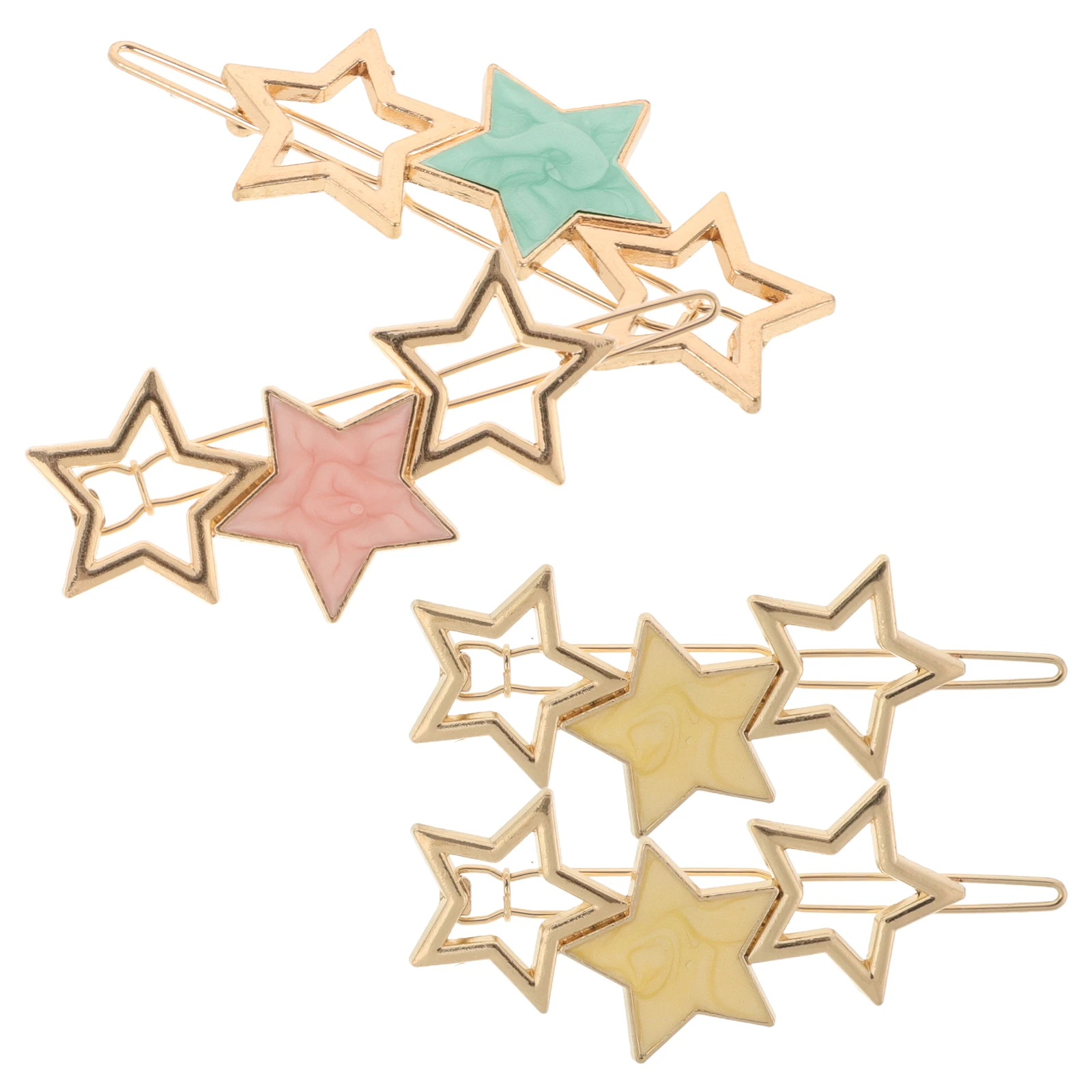 

4Pcs Pentagram Hair Clips Women Fashion Alloy Decorative Accessories Durable Unique Design Fits All Styles Great Gift Hair Tools
