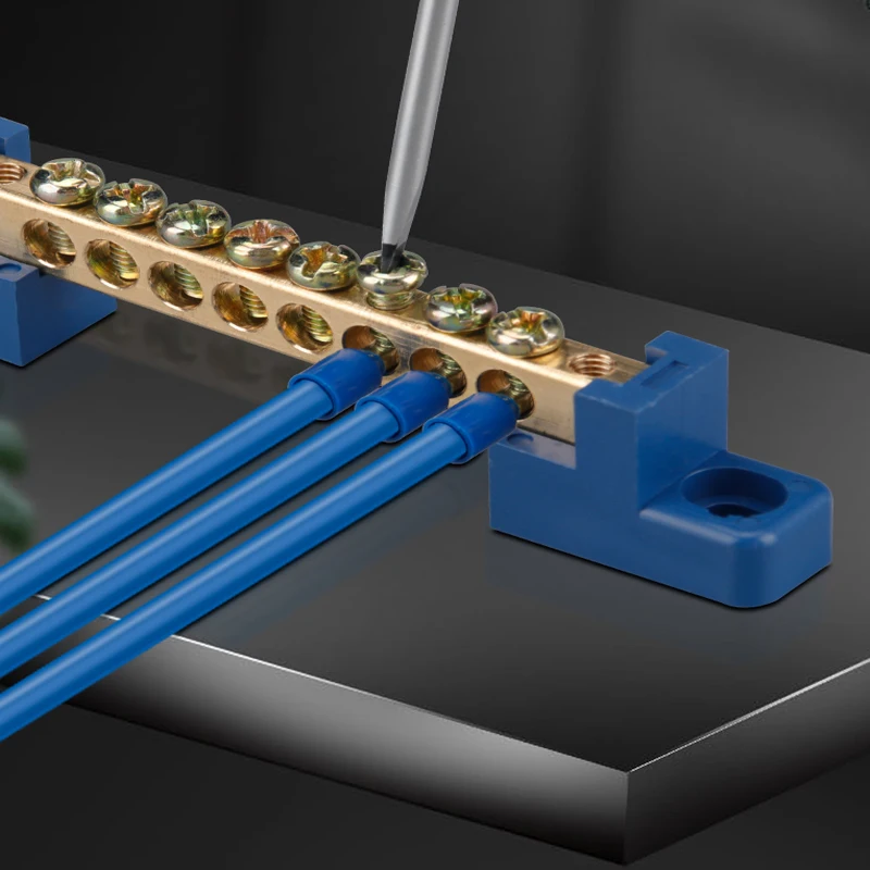 DIN Rail Terminal Block High Bridge Type Ground Bar 6*9 4/6/8/10/12 Holes Electrical Connector Distribution Box Neutral Terminal