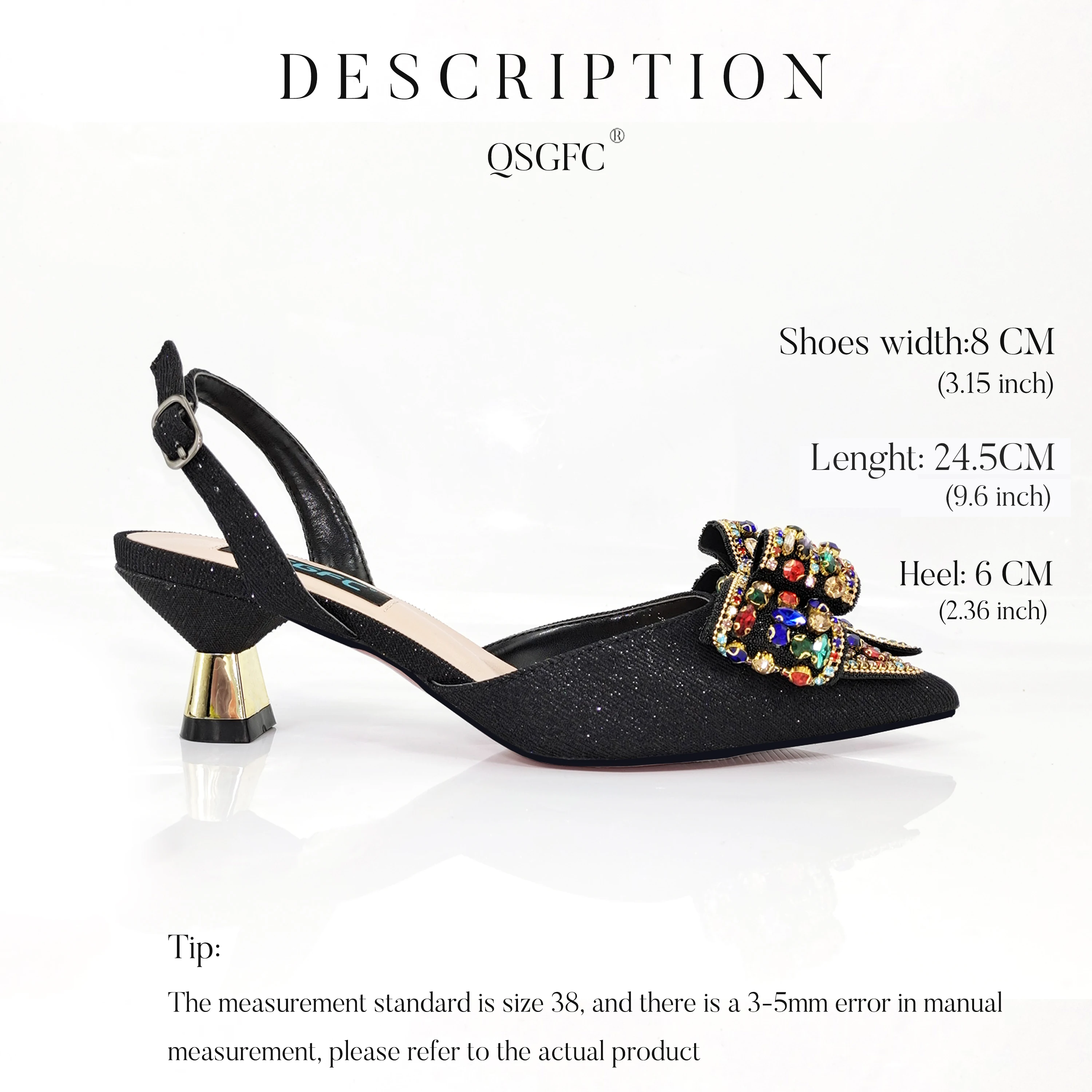 Carol Party Italian Design Big Bow Black Crystal Sandals Party Pointed High Heels  Nigeria Fashion Sexy Shoes Bag Set For Women