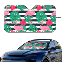 Cabana Stripe Flamingo Car SunShade Windshield Foldable Three-layer Insulation Sunshade By Suction Cup Blocks UV Rays Sun