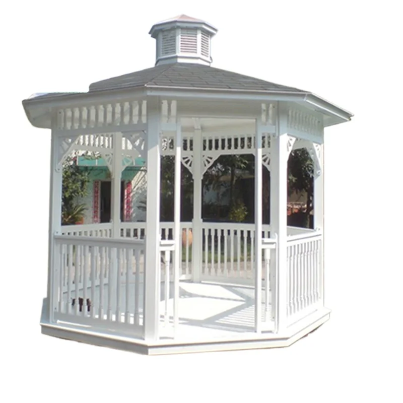 European-style outdoor anti-corrosive wooden house pavilion, scenic mobile wooden house octagonal pavilion