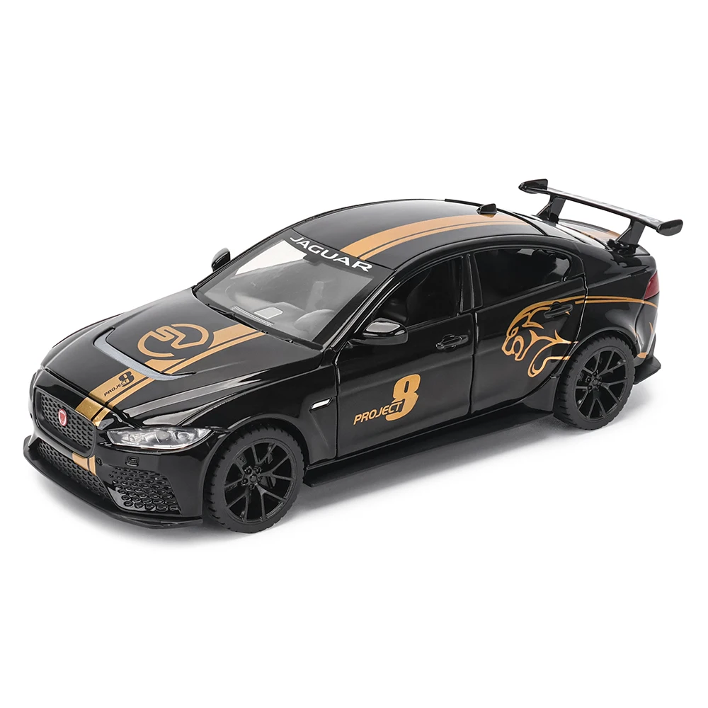 1: 32 Jaguar PROJECT 8 alloy car model static die-casting car model with lighting decoration, collectible toy tools, gift mold