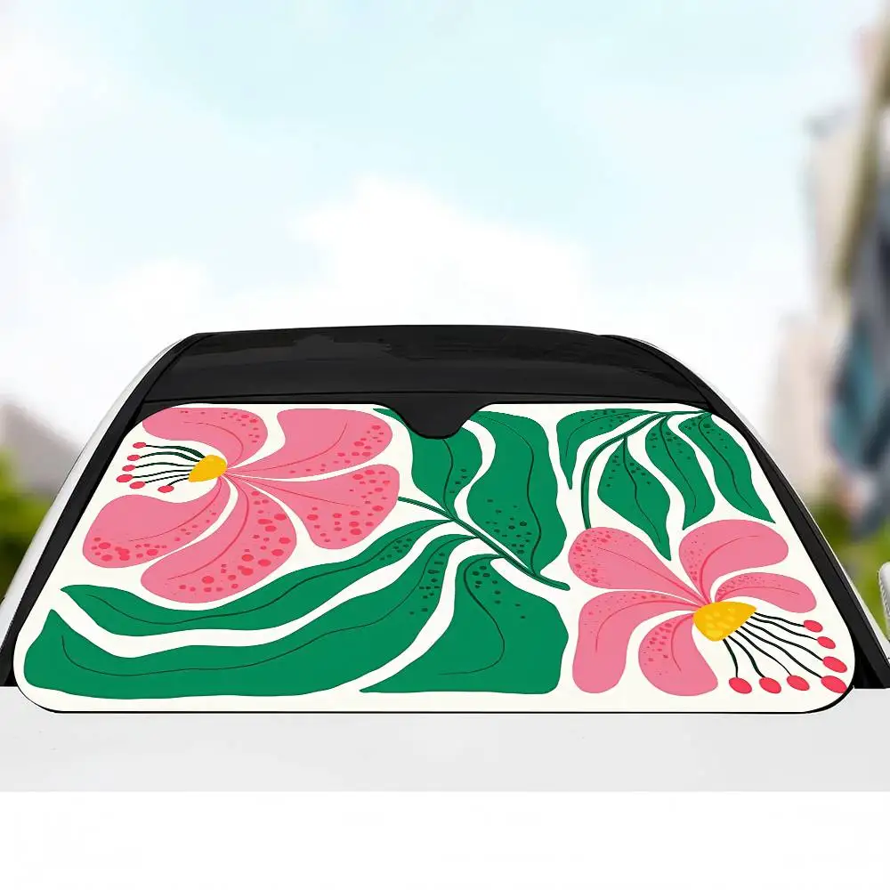 Abstract Floral Art Car Sunshade Shield Windshield Window Sun Blocker Cover Interior Protection for Truck SUV Visor Universal