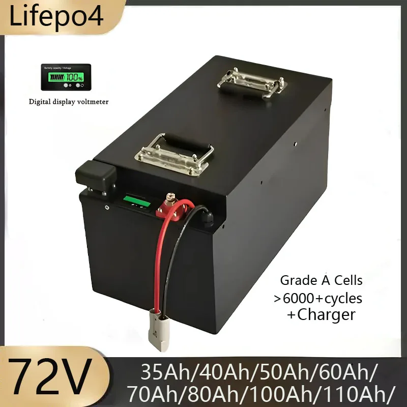

72V 35Ah Lifepo4 Battery 40Ah 50Ah 60Ah 70Ah 80Ah 100Ah 110Ah Lifepo4 for Trolling Motor Hybrids Motorcycles Golf Cart Robot