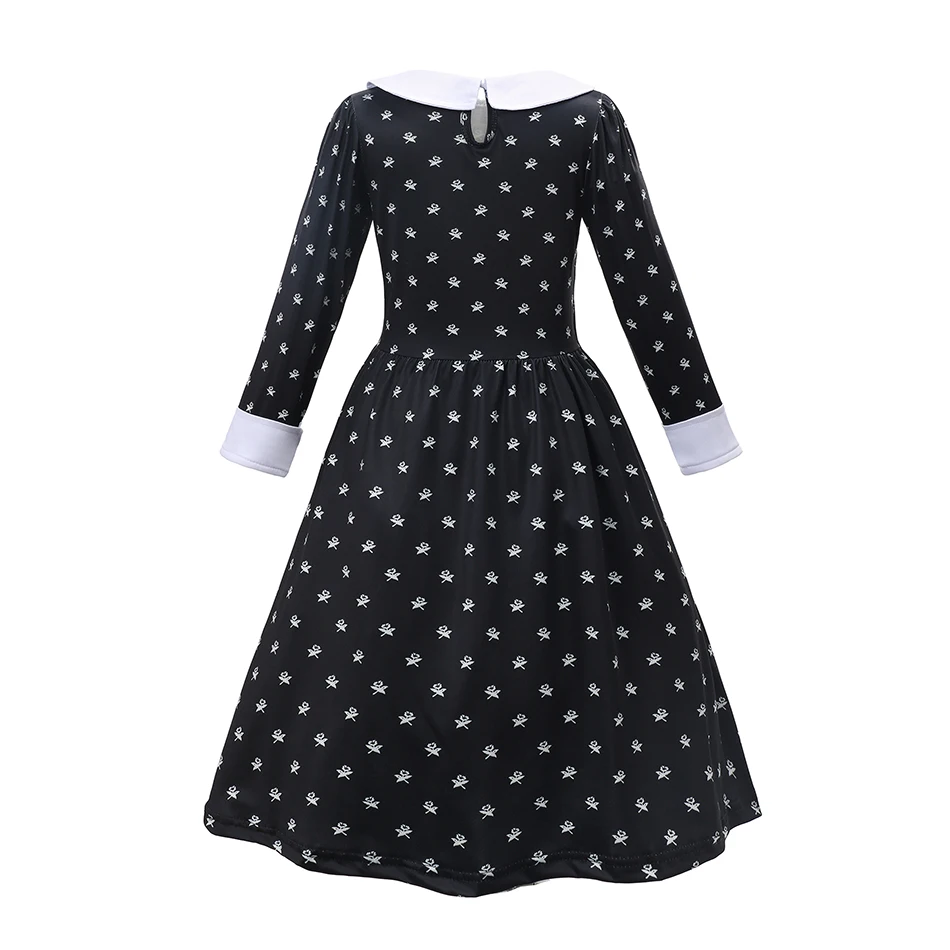 Girls Wednesday Dress Children Addams Halloween Black Family Clothes Kids Dancing Cosplay Costume Princess Christmas Dresses