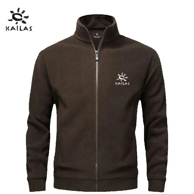 

KAILAS Men's High Quality Orly Velvet Autumn and Winter Plus Velvet Thickened Exercise and Leisure Stand up Collar Jacket