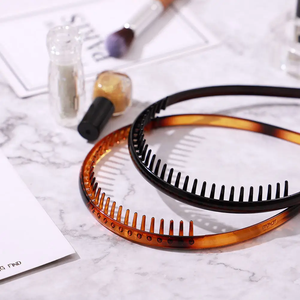 4Pcs Teeth Hair Hoops Plastic Comb Headbands with Extra Grip for Thick Curly Wavy Straight Hair Women Girls Teens Shower Makeup