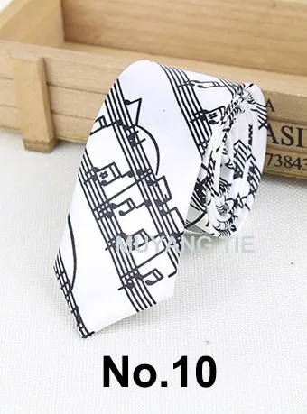 Classic Fashion Men's Skinny Tie Colorful Musical Notes Printed Piano Guitar Polyester 5cm Width Necktie Party Gift Accessory