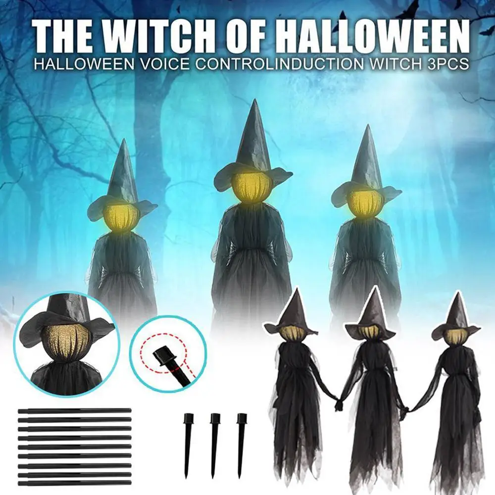 

3PCS Halloween Light Up Screaming Witch Outdoor Large Light Up Screaming Witch Ghost Horror Props Party Decoration