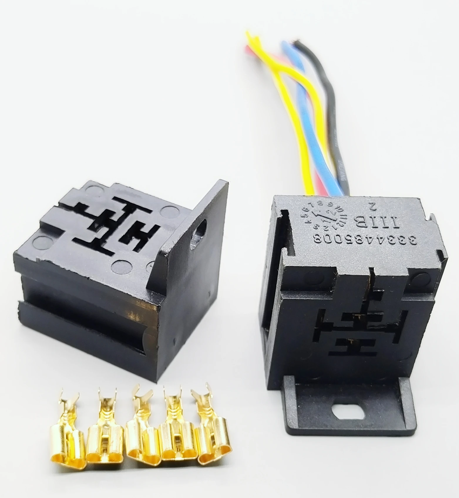 Auto 5Pin 6.3mm Relay Base with Wiring Terminals 3334485008 for Universal Vehicles Engine Wiring Maintenance car connector