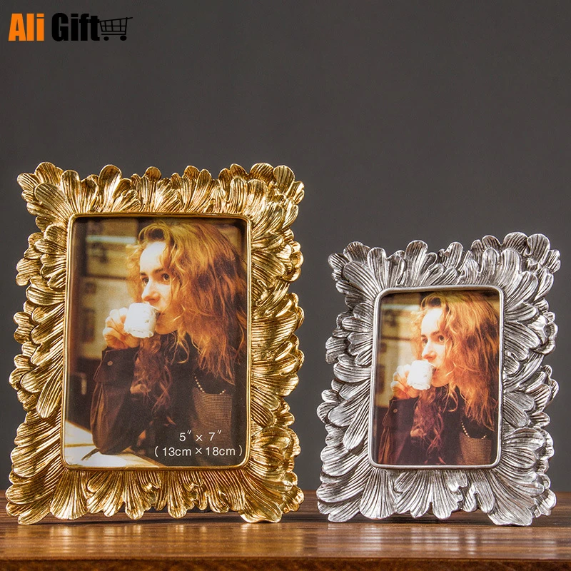 5/7/8/10/12 Inch Photo Frame European Vintage Golden Sliver Flower  8 X 10 Picture Frames Shadow Box Poto Display Wedding Gift